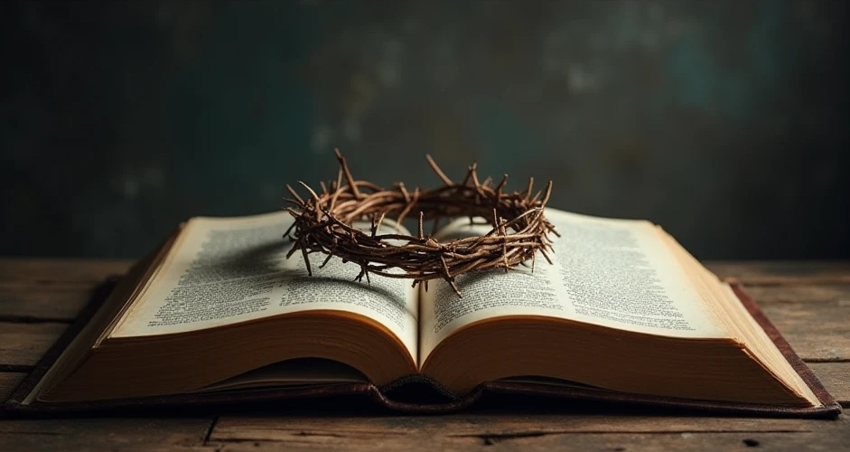 biblia sagrada e coroa de espinhos
