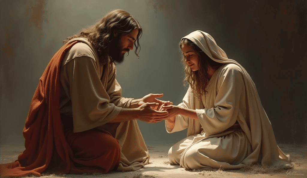 Jesus consolando uma mulher